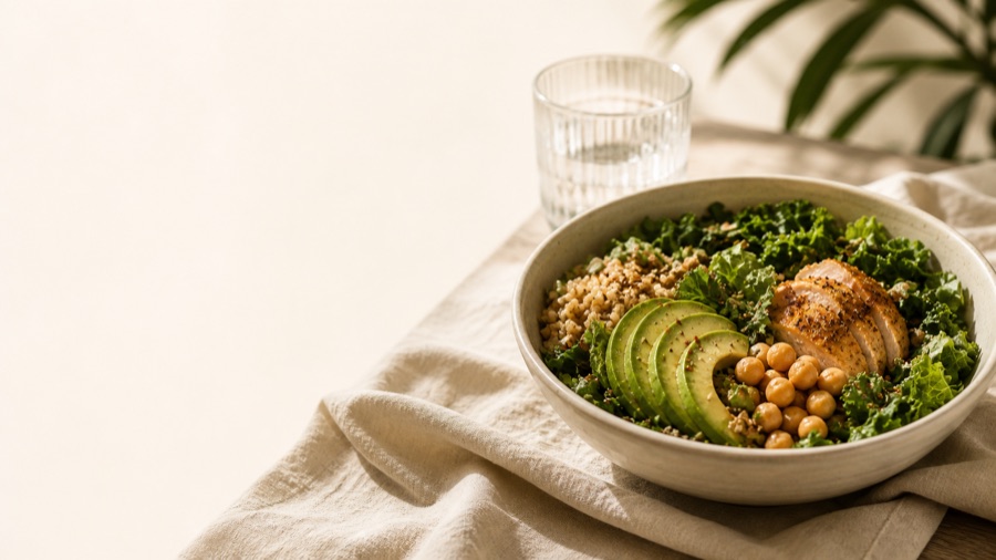 Chicken and avocado grain bowl