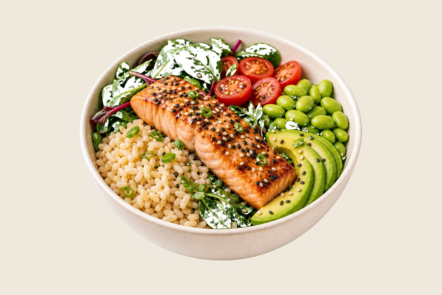 Miso salmon rice bowl